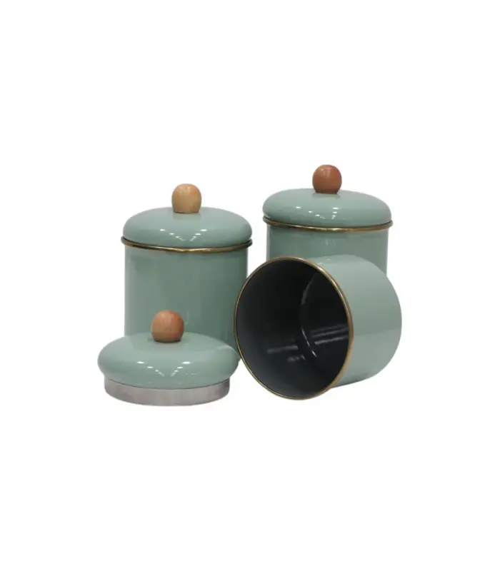 PR Home Soft Yeşil Emaye Baharatlık Seti 3lü