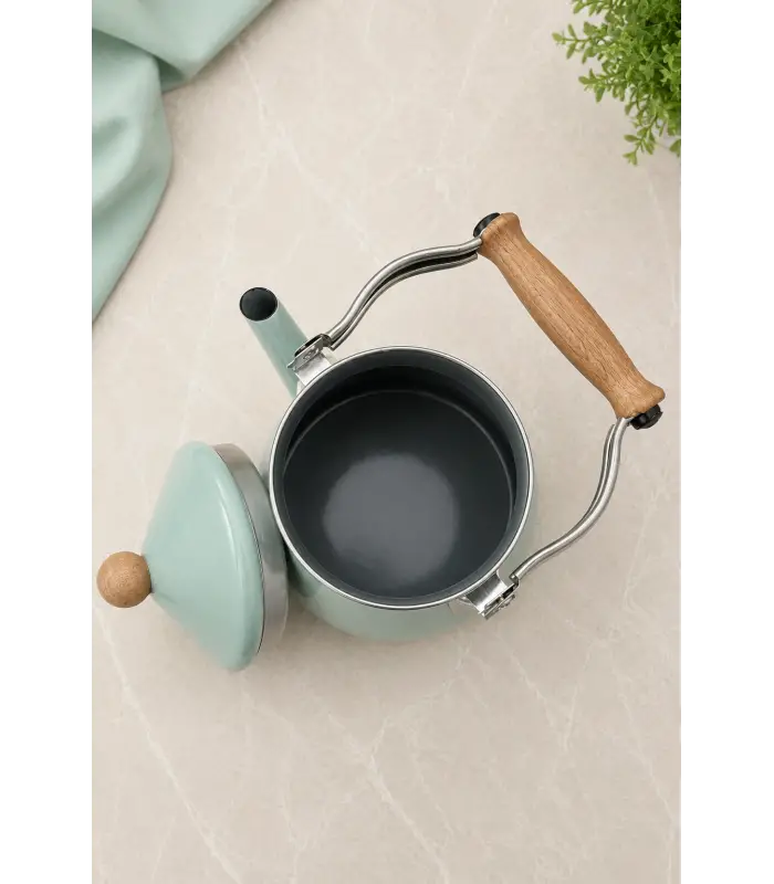 PR Home Soft Yeşil Emaye Demlik Kettle Büyük 2.1 LT