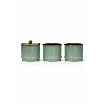 PR Home Soft Green Emaye Katlı Baharatlık Seti