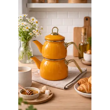 PR Home Emaye Mini Model Emaye Çaydanlık Hardal