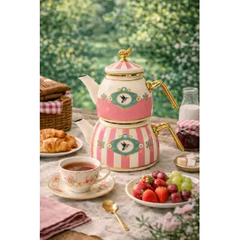 PR Home Alaria Pembe Rose Model Emaye Çaydanlık