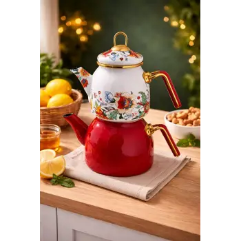 PR Home Magnolia Rose Model Emaye Çaydanlık