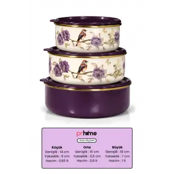 PR Home Fiorella Emaye Üçlü Saklama Seti