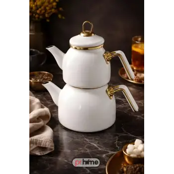 PR Home Emaye Rose Model Çaydanlık Beyaz