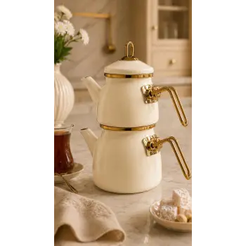 PR Home Krem Mini Model Emaye Çaydanlık
