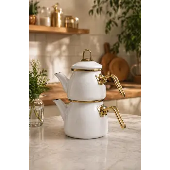 PR Home Beyaz Mini Model Emaye Çaydanlık