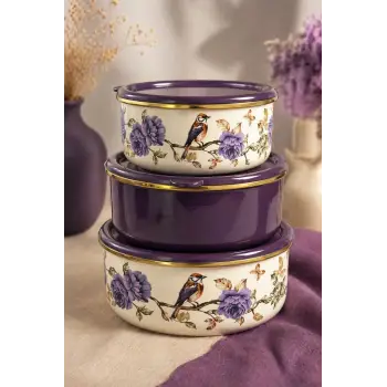 PR Home Fiorella Emaye Üçlü Saklama Seti