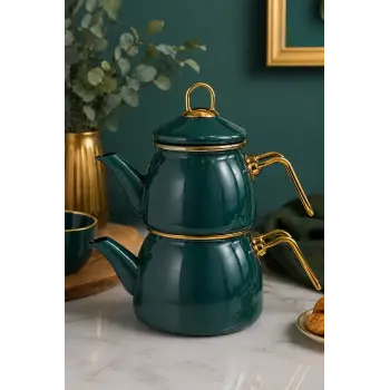 PR Home Petrol Yeşili Mini Model Emaye Çaydanlık