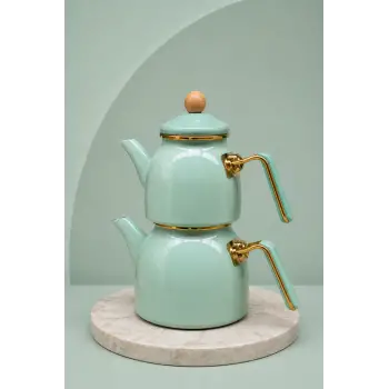 PR Home Soft Yeşil Rose Model Emaye Çaydanlık