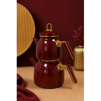 PR Home Bordo Rose Model Emaye Çaydanlık