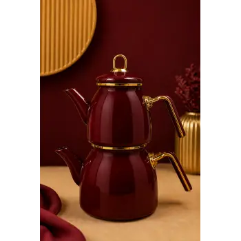 PR Home Bordo Rose Model Emaye Çaydanlık