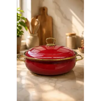 PR Home Bordo Derin Bombeli Emaye Karnıyarık Pilav Tenceresi 26 cm
