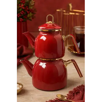 PR Home Bordo Rose Model Emaye Çaydanlık