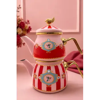 PR Home Alaria Kırmızı Mini Model Emaye Çaydanlık