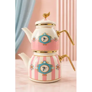 PR Home Alaria Pembe Rose Model Emaye Çaydanlık