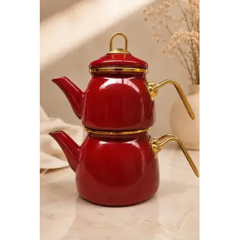 PR Home Bordo Mini Model Emaye Çaydanlık