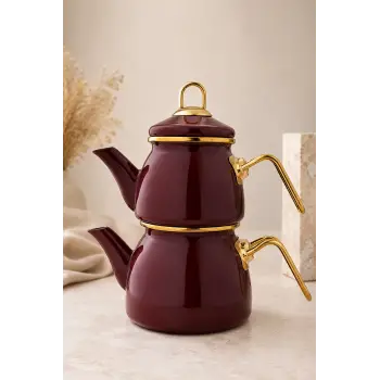PR Home Bordo Mini Model Emaye Çaydanlık