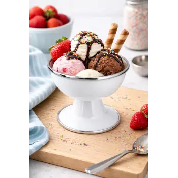 PR Home Emaye Dondurma Kasesi Beyaz