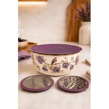 PR Home Fiorella 5 Parça Rendeli Karıştırma Kabı / Saklama Kabı Büyük Boy