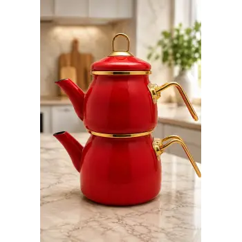 PR Home Kırmızı Mini Model Emaye Çaydanlık