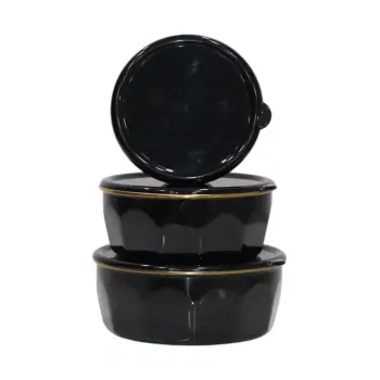 PR Home Köşeli Emaye Üçlü Saklama Seti Siyah