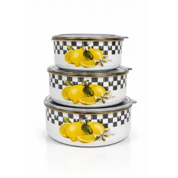 PR Home Lemon Emaye Üçlü Saklama Seti