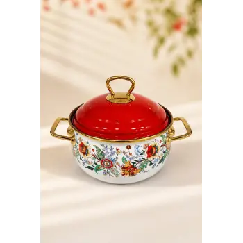 PR Home Magnolia Derin Bombeli Emaye Tencere 16 cm