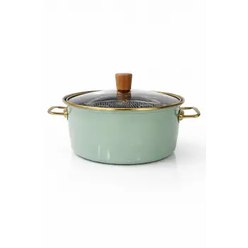 PR Home Soft Green Emaye Kızartma Tenceresi 22 cm