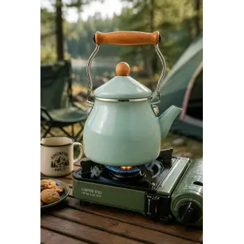 PR Home Soft Yeşil Emaye Demlik Kettle Büyük 2.1 LT