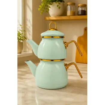 PR Home Soft Yeşil Mini Model Emaye Çaydanlık