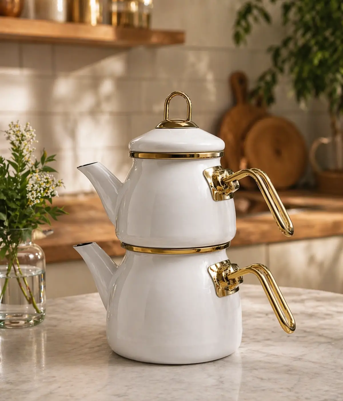 PR Home Beyaz Mini Model Emaye Çaydanlık