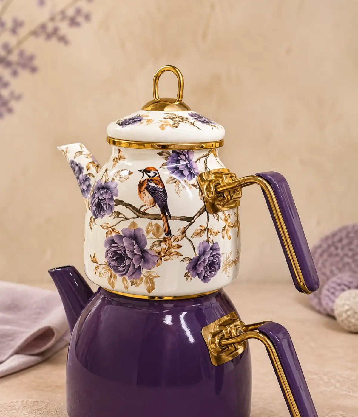 PR Home Fiorella Rose Model Emaye Çaydanlık