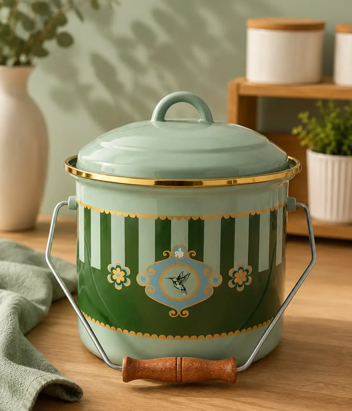 PR Home Alaria Yeşil Emaye Bakraç 20 cm