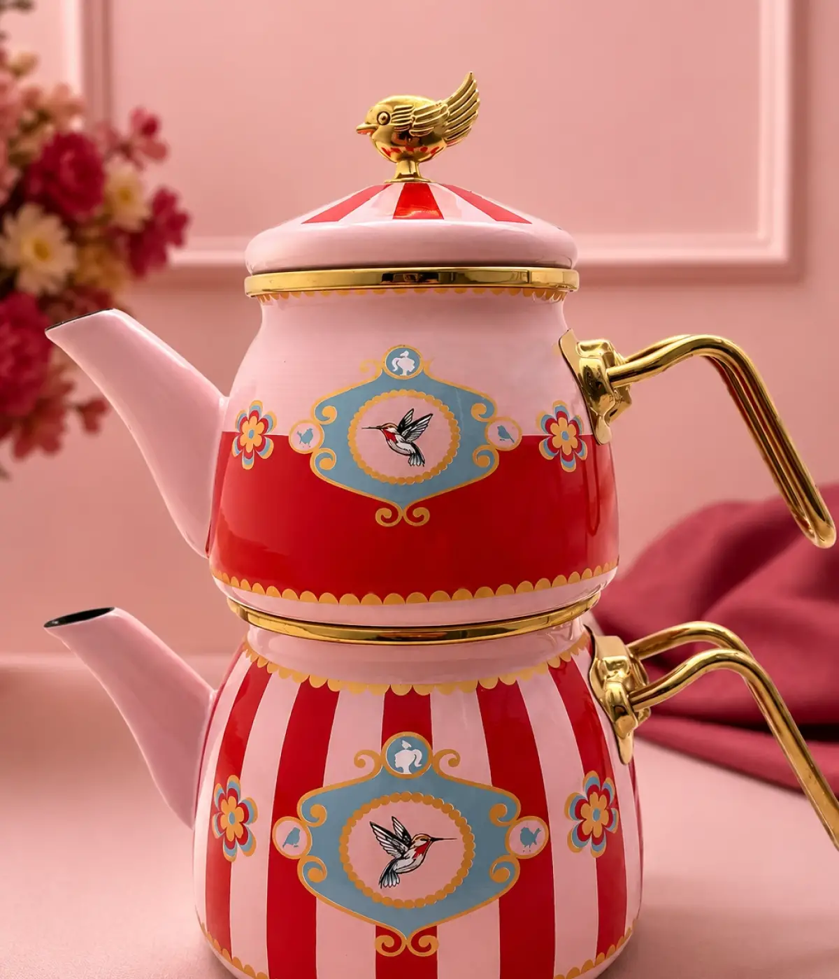 PR Home Alaria Kırmızı Mini Model Emaye Çaydanlık