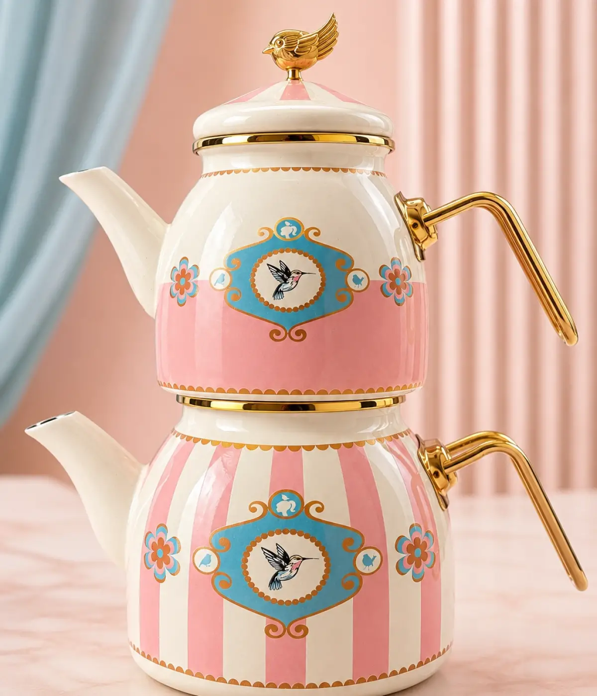 PR Home Alaria Pembe Rose Model Emaye Çaydanlık