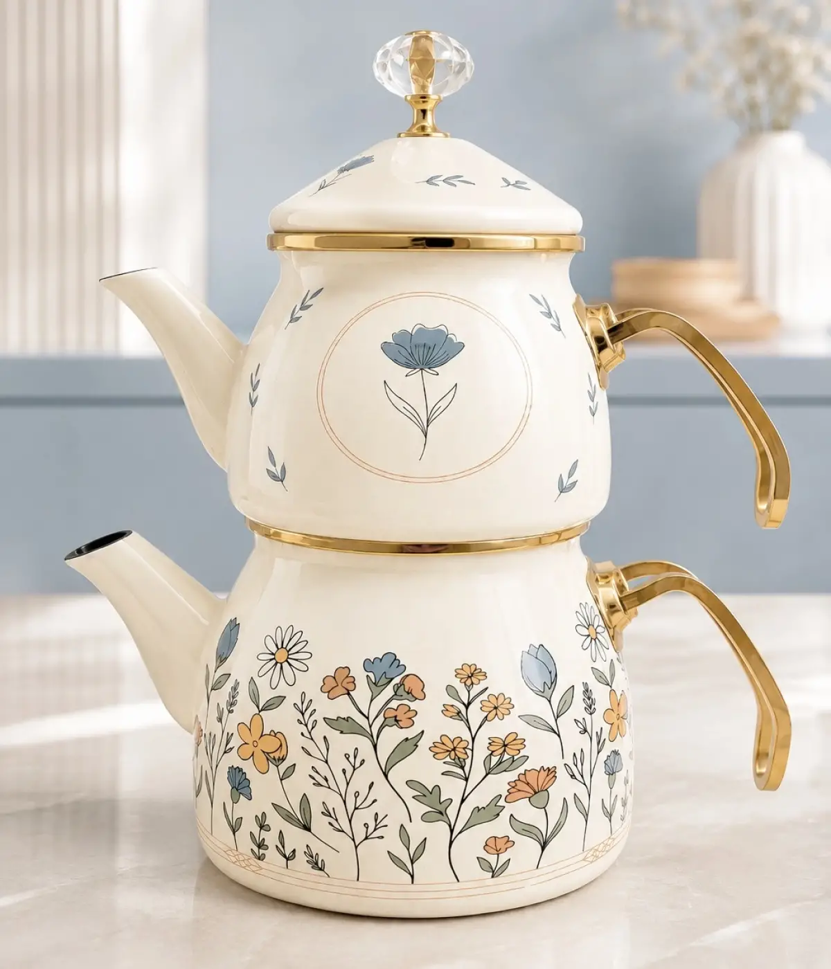 PR Home Anemon Gold Model Emaye Çaydanlık