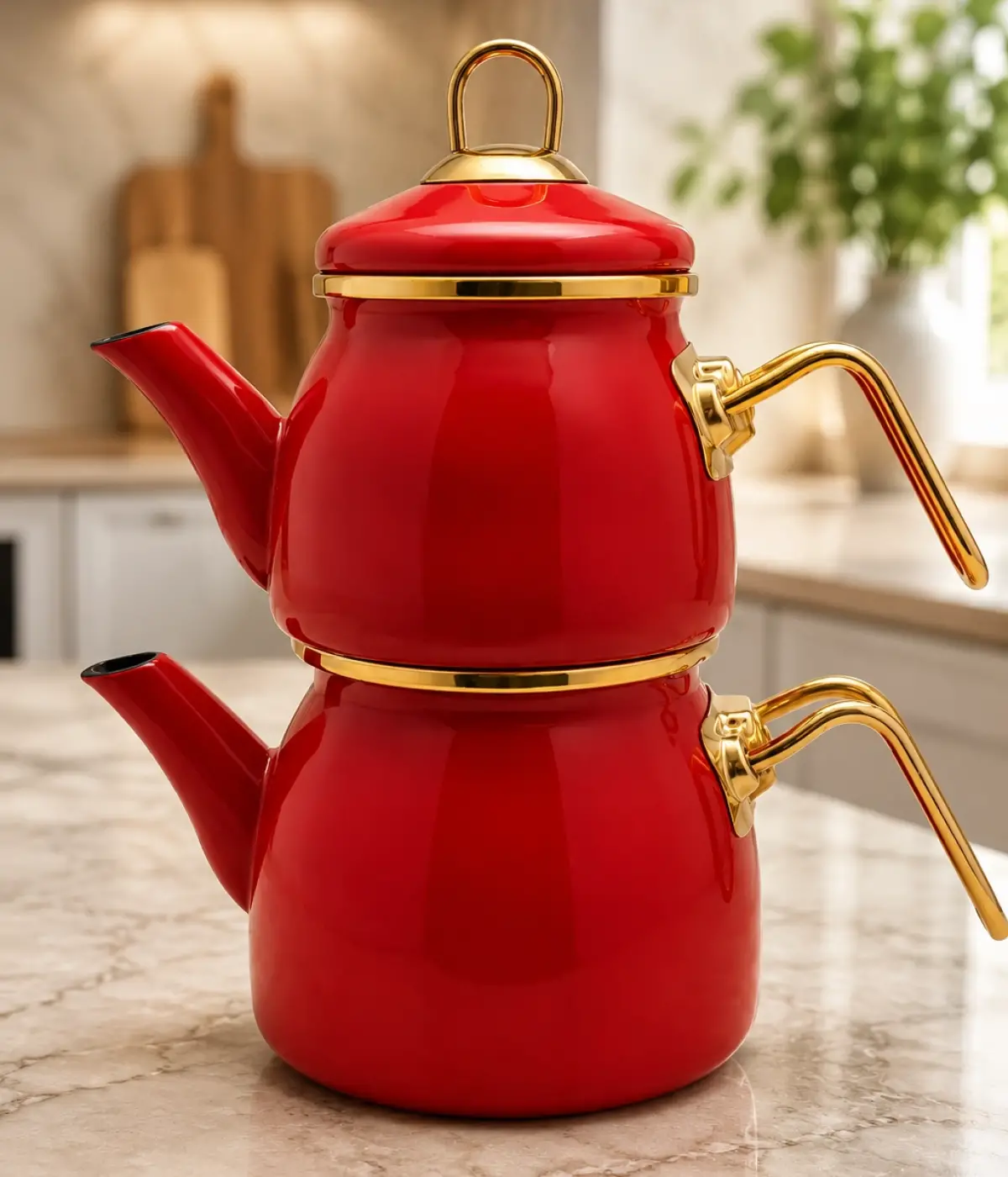 PR Home Kırmızı Mini Model Emaye Çaydanlık