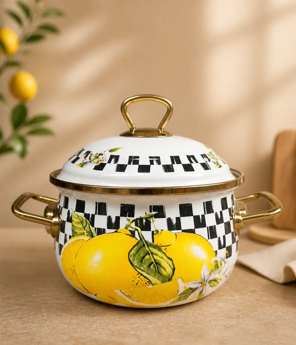 PR Home Limon Derin Bombeli Emaye Tencere 16 cm