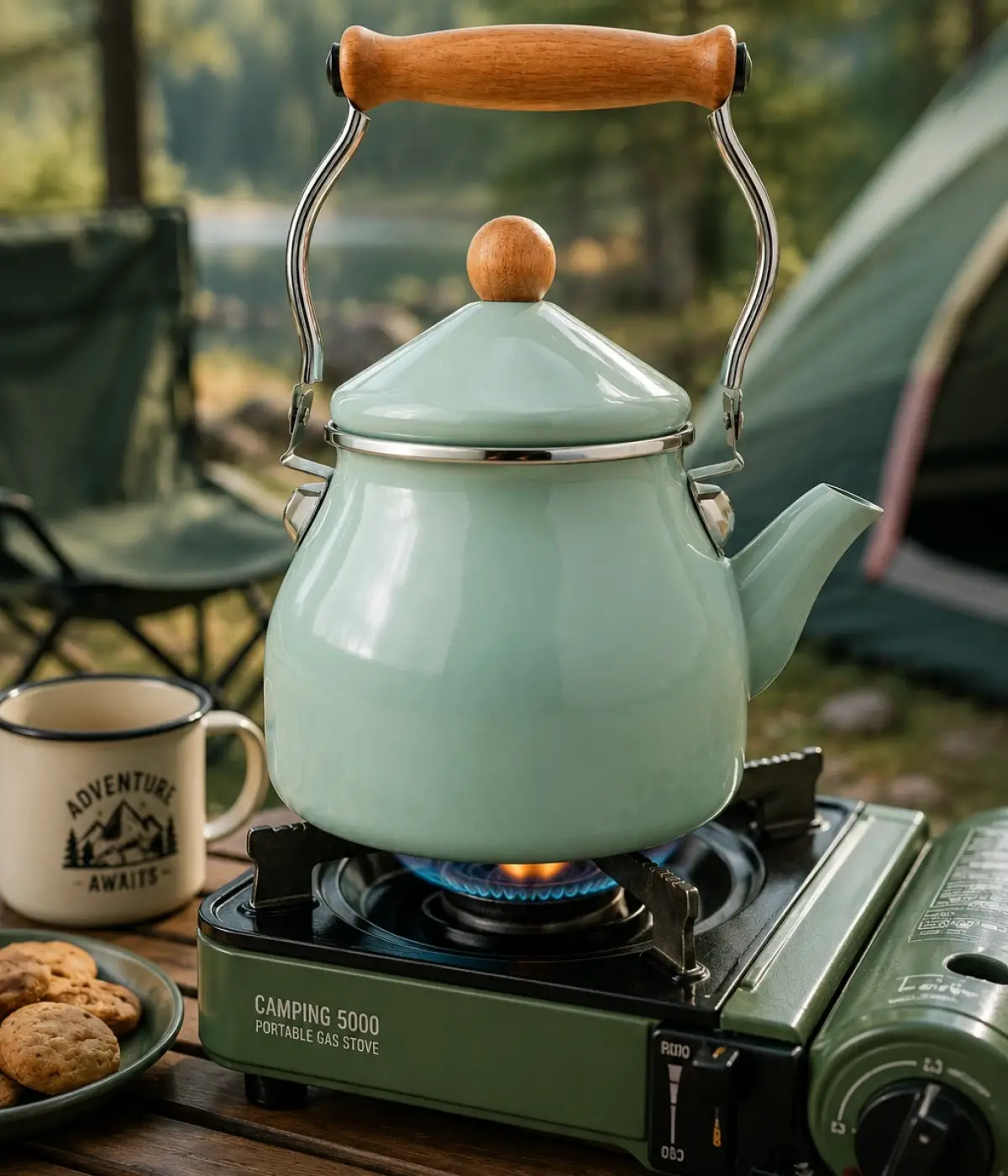PR Home Soft Yeşil Emaye Demlik Kettle Büyük 2.1 LT