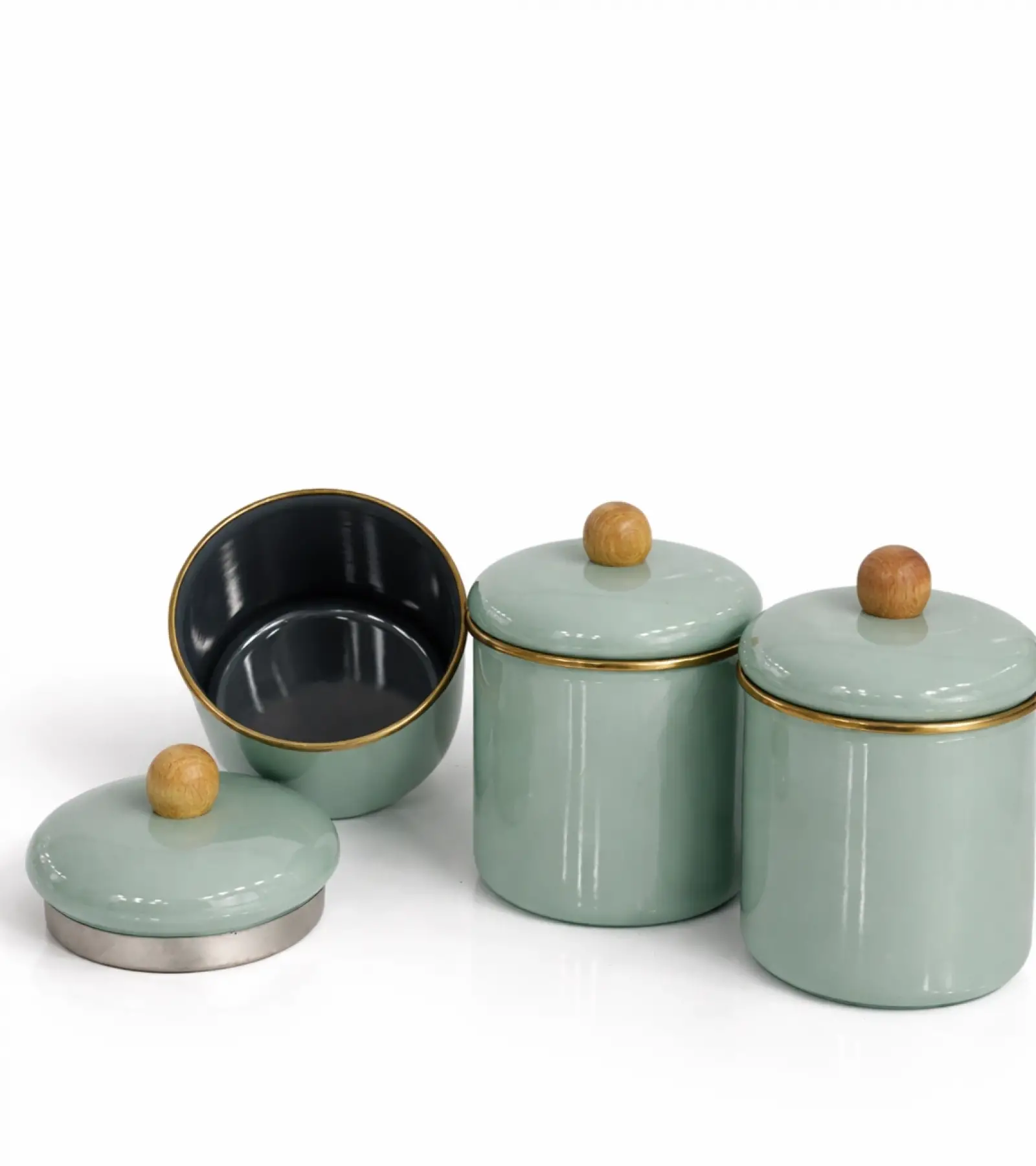 PR Home Soft Yeşil Emaye Baharatlık Seti 12 Cm