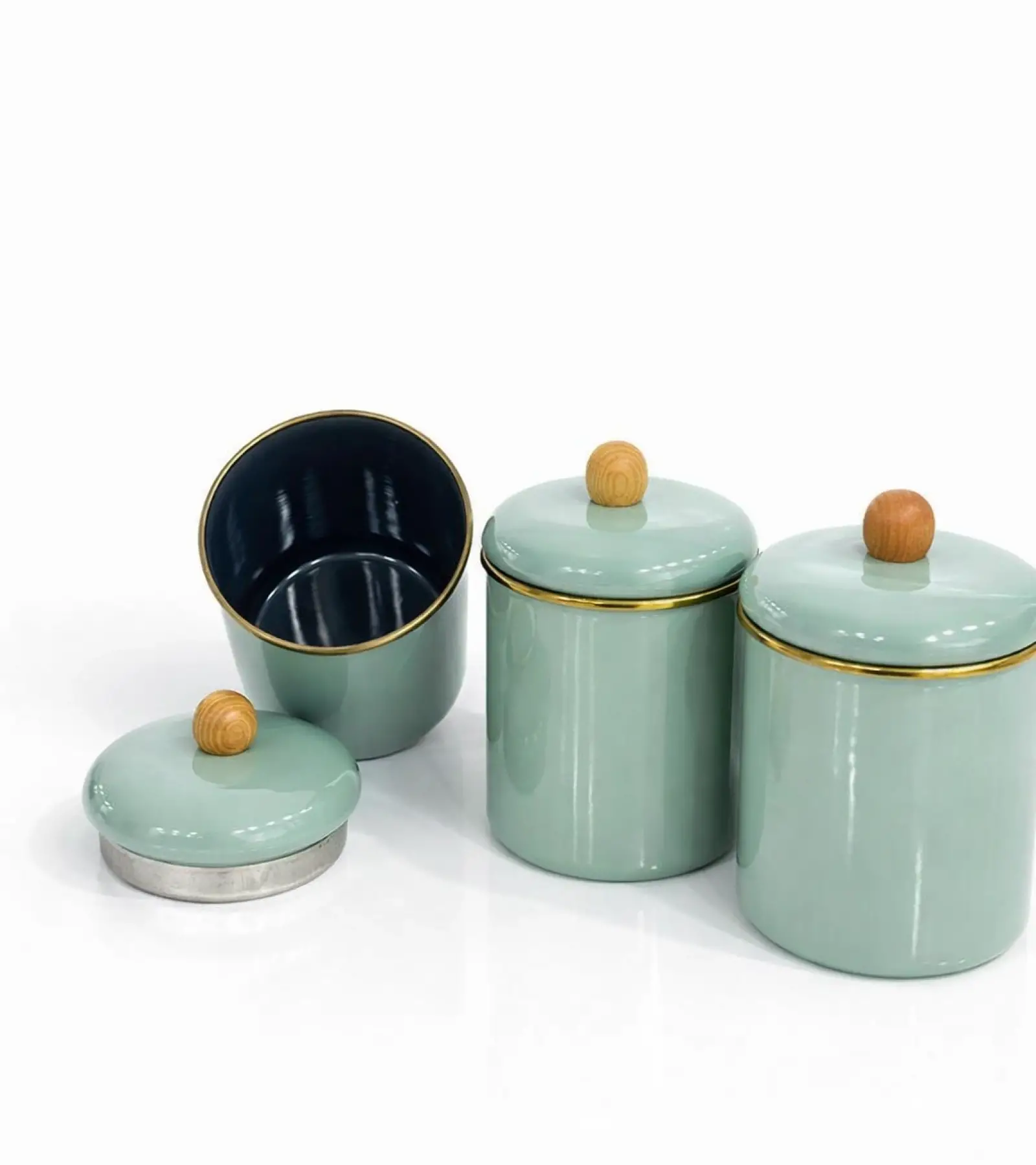 PR Home Soft Yeşil Emaye Baharatlık Seti 14 Cm