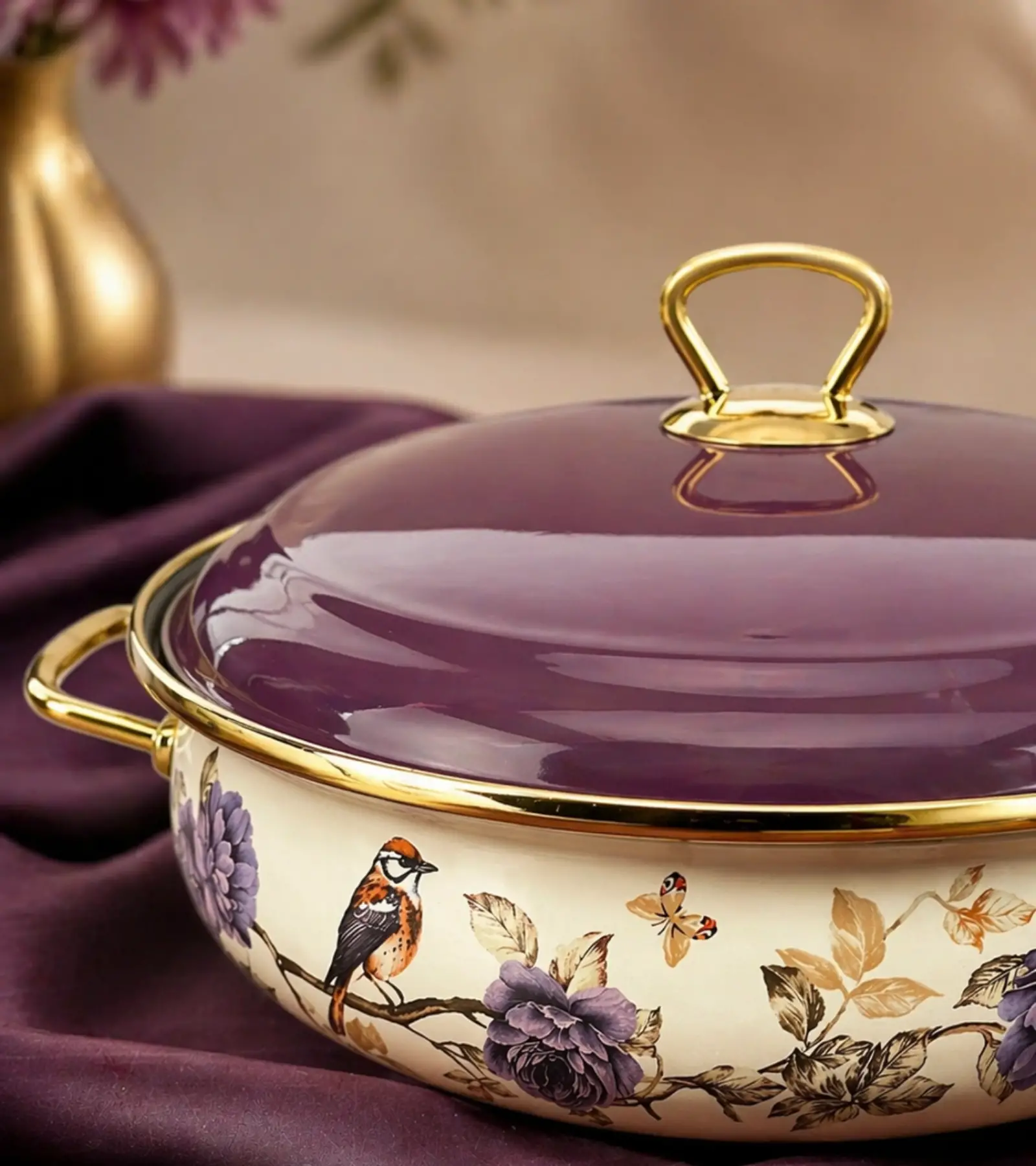 PR Home Fiorella Derin Bombeli Emaye Karnıyarık Pilav Tenceresi 26 cm