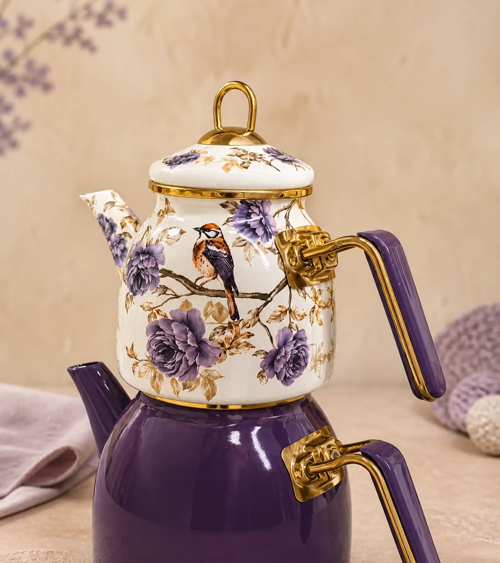 PR Home Fiorella Rose Model Emaye Çaydanlık