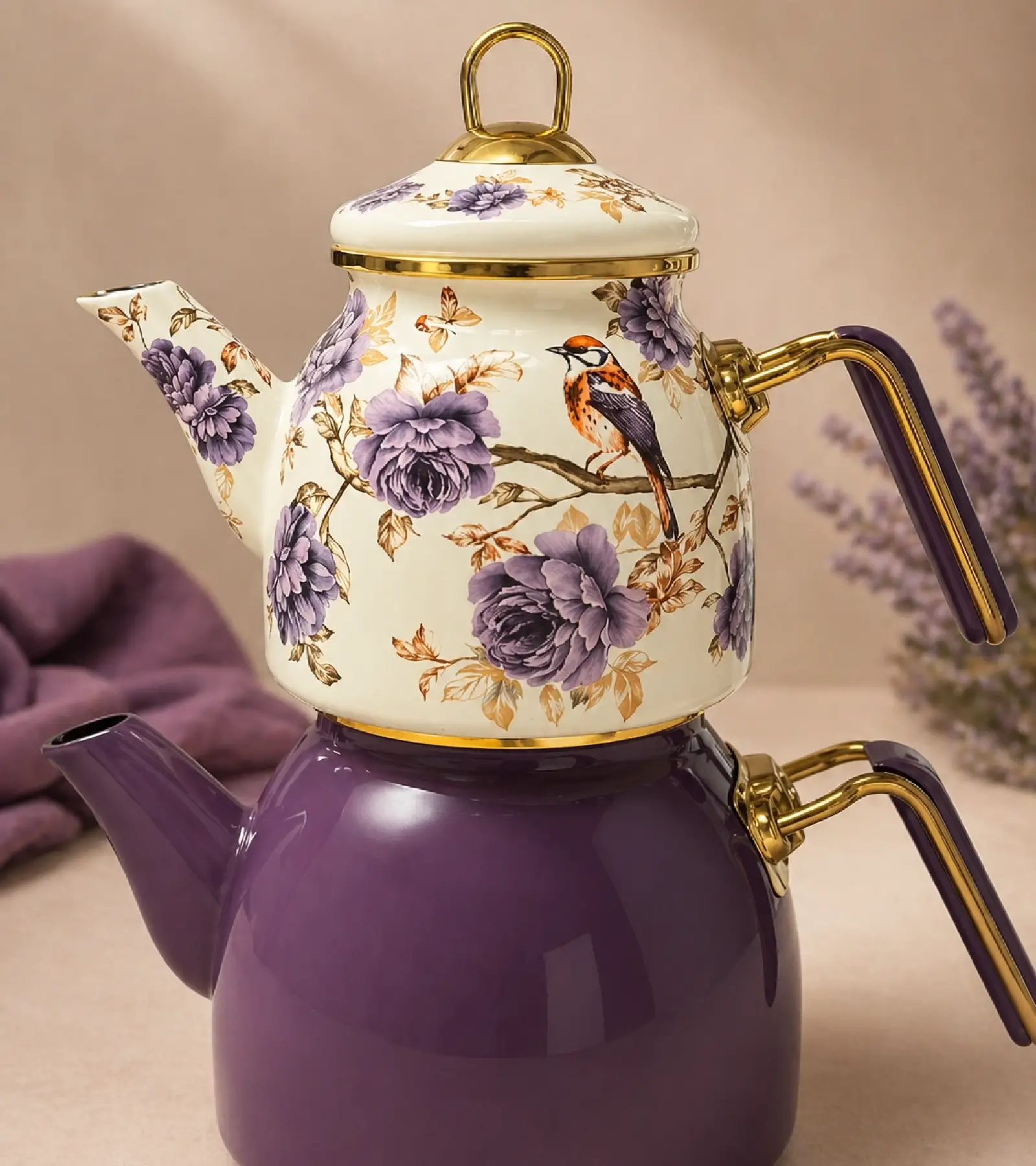 PR Home Fiorella Rose Model Emaye Çaydanlık