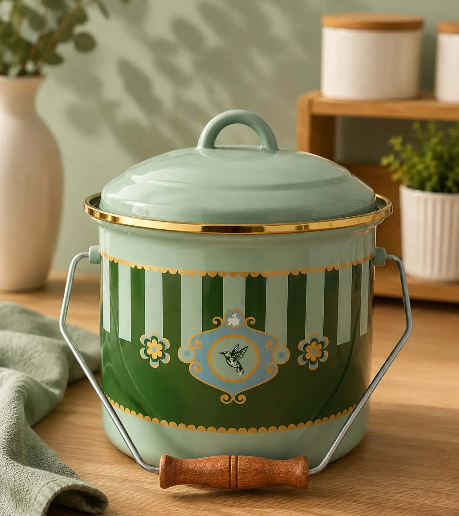 PR Home Alaria Yeşil Emaye Bakraç 20 cm