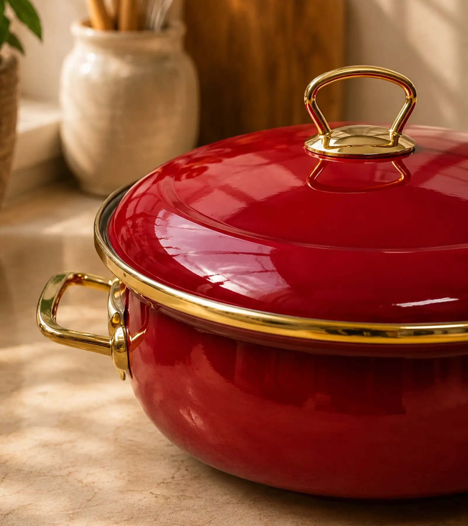 PR Home Bordo Derin Bombeli Emaye Karnıyarık Pilav Tenceresi 26 cm