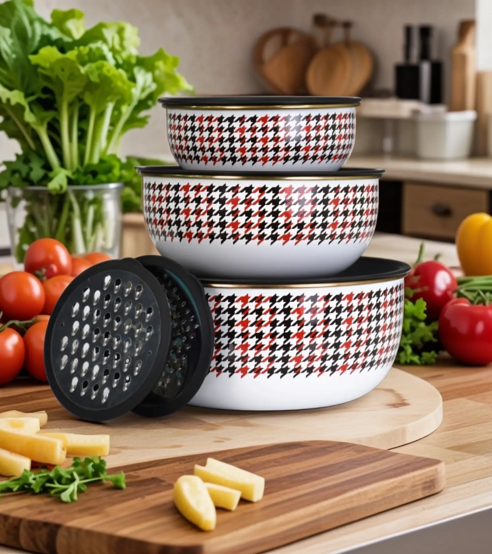 PR Home Forte Red 3lü Rendeli Karıştırma / Saklama Kabı - 9 Parça