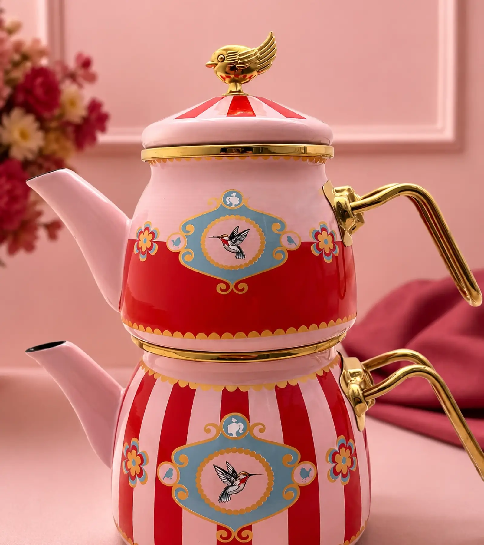 PR Home Alaria Kırmızı Mini Model Emaye Çaydanlık