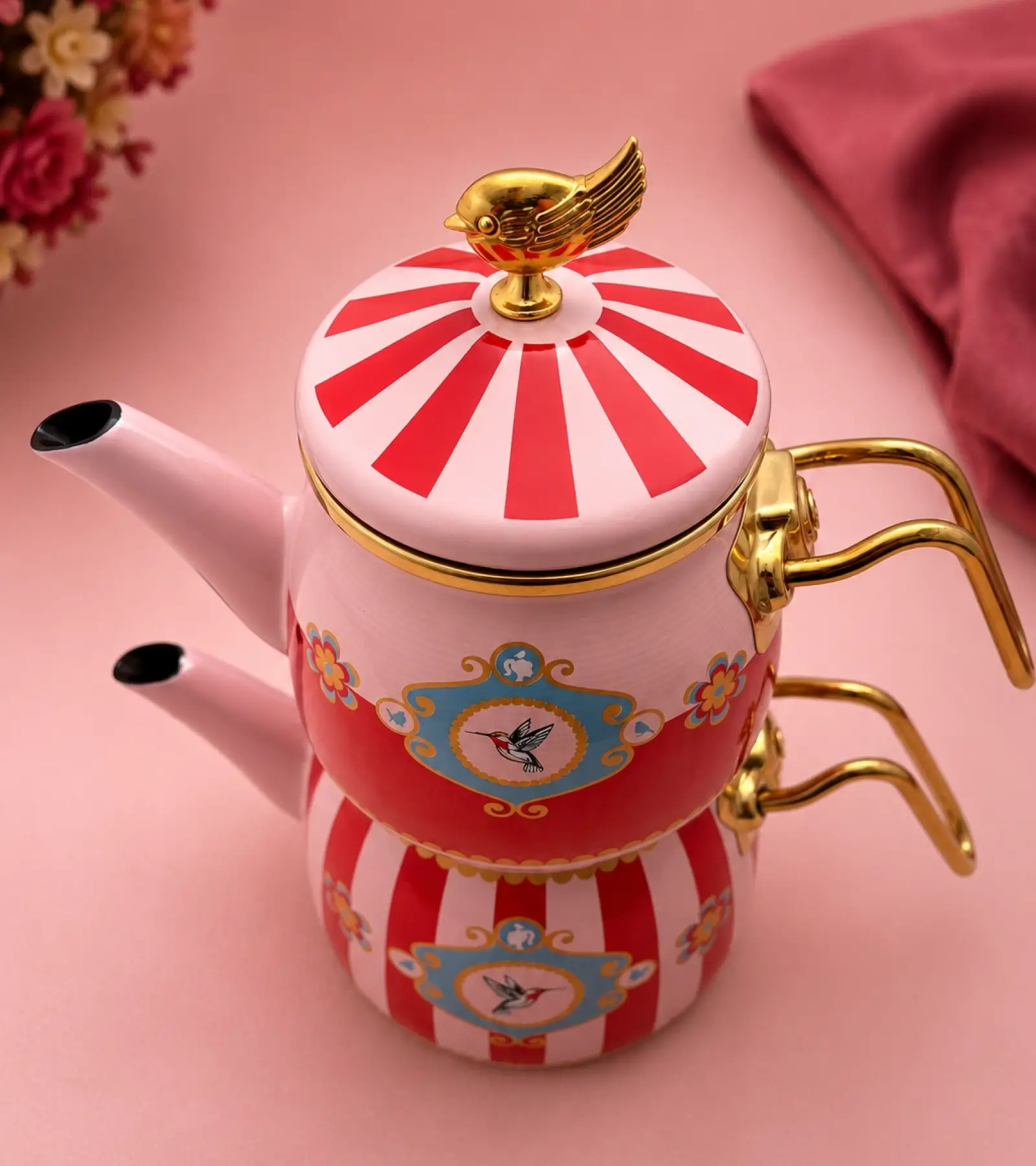 PR Home Alaria Kırmızı Mini Model Emaye Çaydanlık