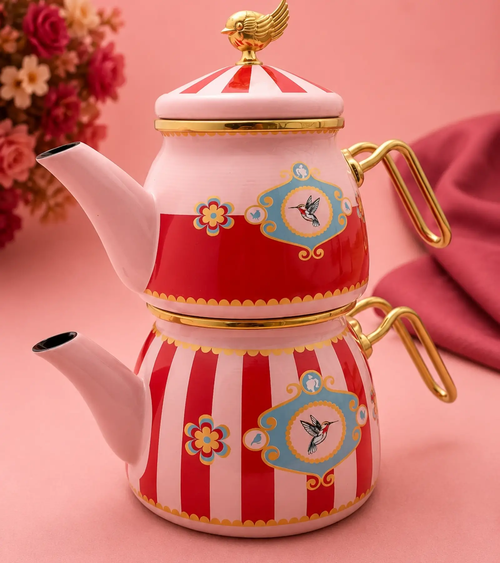PR Home Alaria Kırmızı Mini Model Emaye Çaydanlık